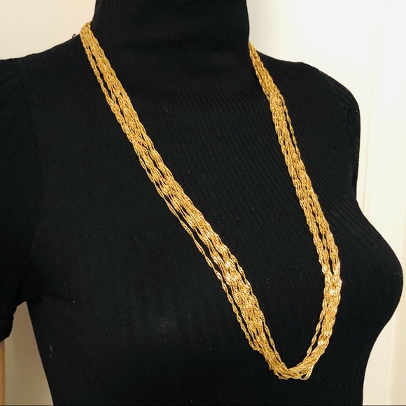 Kenneth Cole NY Multi Strands Gold Necklace 32” - Picture 1 of 9